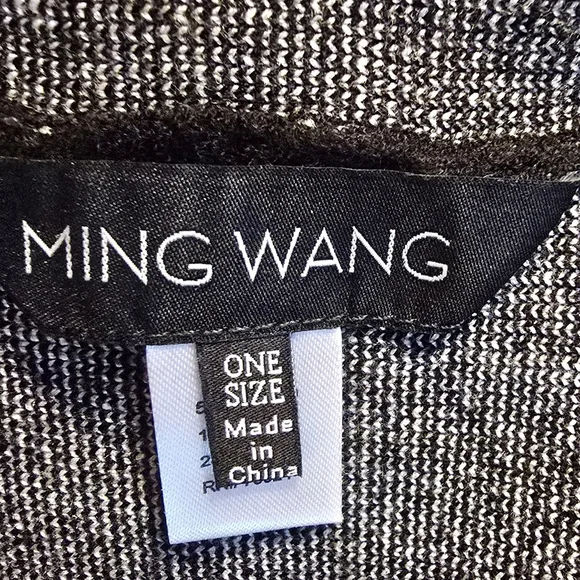 Ming Wang Women's OS Wrap Shawl Black White - Picture 3 of 6